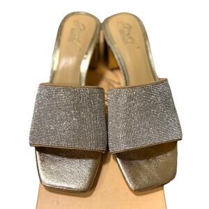 Jewel Badgley Mishka Harlyn Block Heeled Mule Crystal Vamp Womens 7 Rosegold NEW